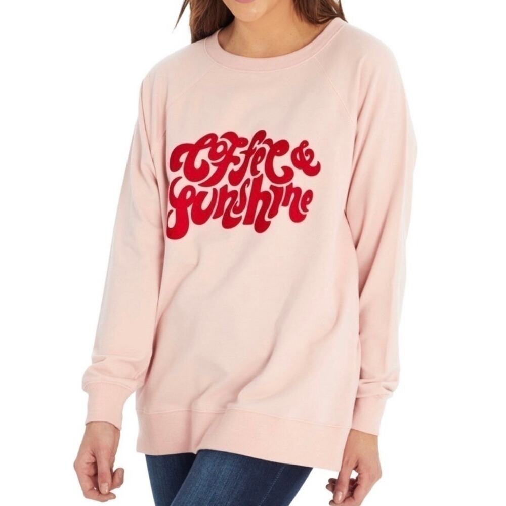 Wildfox Pink Coffee & Sunshine Oversized Felt Sweater